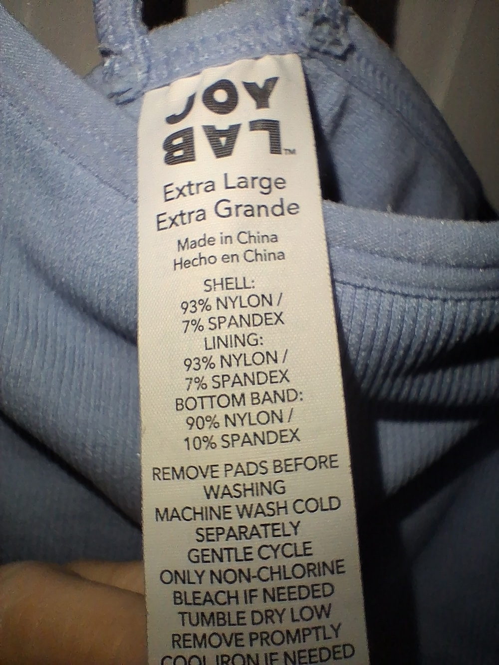JoyLab Light Blue Ribbed Racerback Sports Bra - Picture 3 of 5